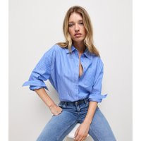 Women's Blue Cotton Stripe Oversized Shirt New Look | New Look (UK)
