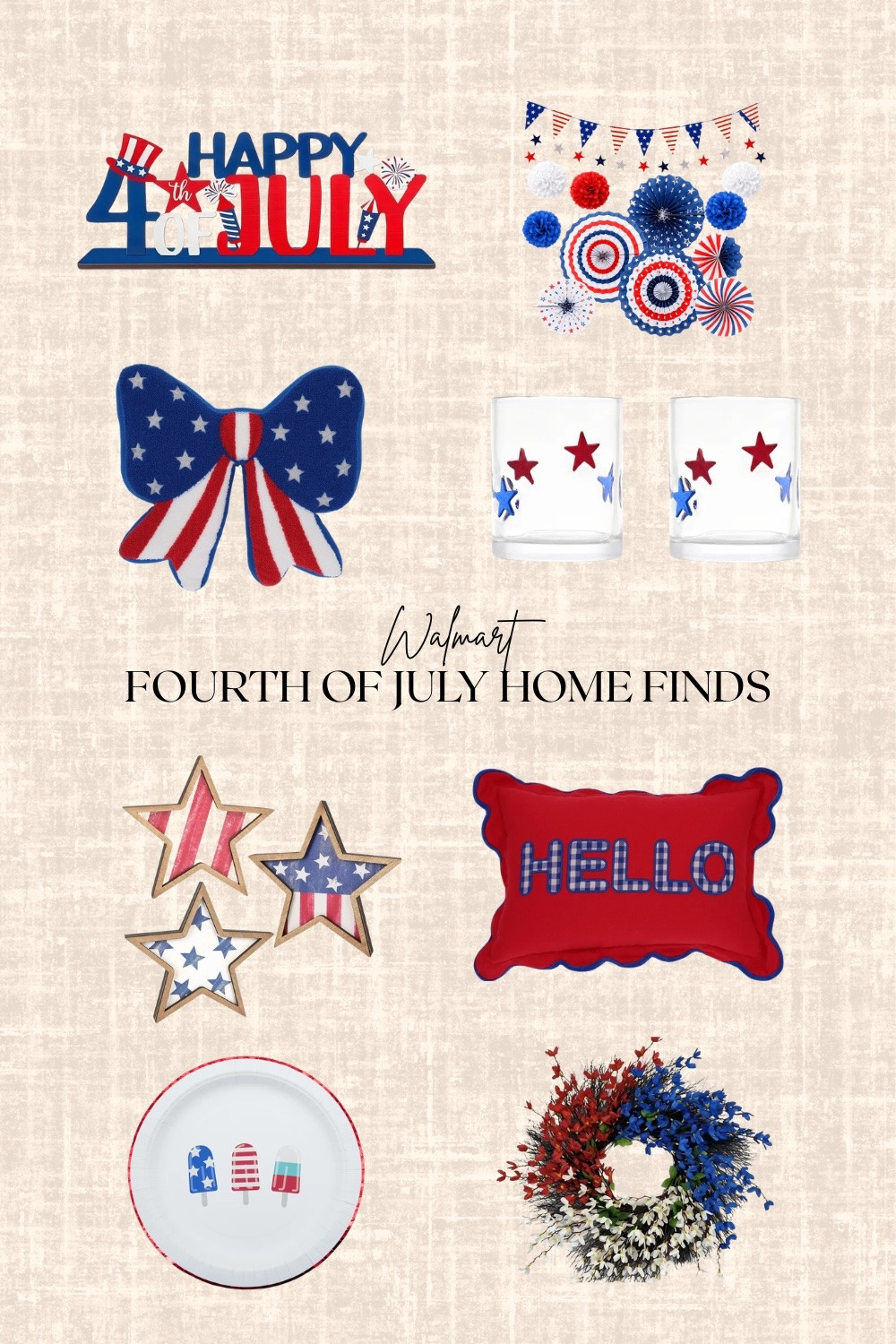 Walmart 4th of July Home finds! 

Patriotic finds, Red, White and Blue finds, pillow, plate, tray, glasses

#LTKsummer #LTKhome #LTKfestival