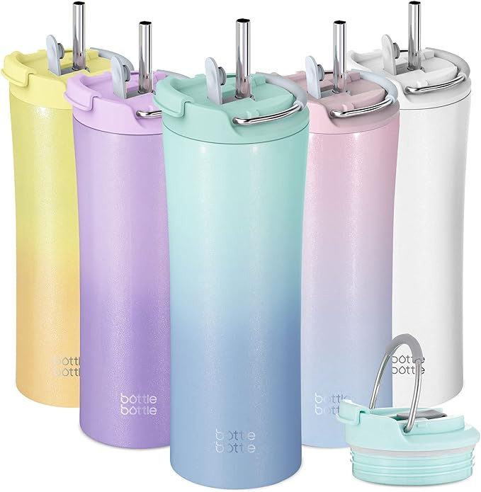 BOTTLE BOTTLE Insulated Coffee Tumblers with Dual-use Lid and Straw Double Walled Iced Travel Cof... | Amazon (US)