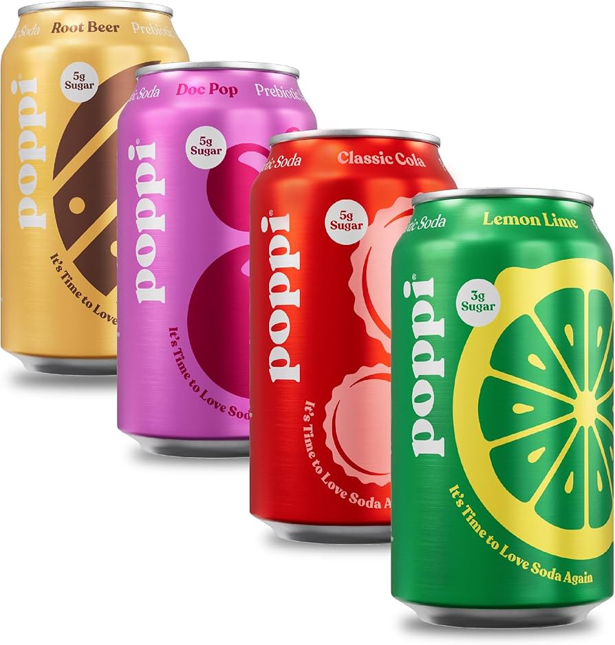 POPPI Sparkling Prebiotic Soda, Beverages w/Apple Cider Vinegar, Seltzer Water & Fruit Juice, Cla... | Amazon (US)