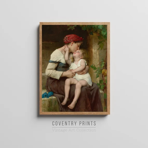 Vintage Mother and Child Artwork Reproduction | PRINTABLE | Digitally Enhanced | Downloadable Art... | Etsy (US)