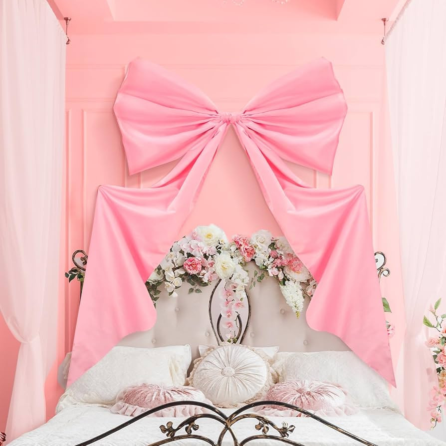 Pink Big Wall Bow Decorations Coquette Birthday Party Decor Ribbon Hanging Tie Bow Decor for Coqu... | Amazon (US)