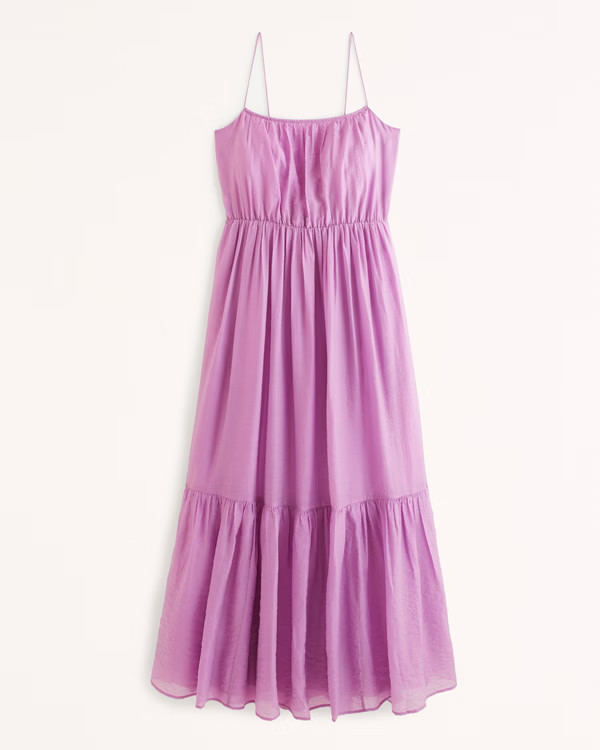 Women's Low Back Tiered Maxi Dress | Women's | Abercrombie.com | Abercrombie & Fitch (US)