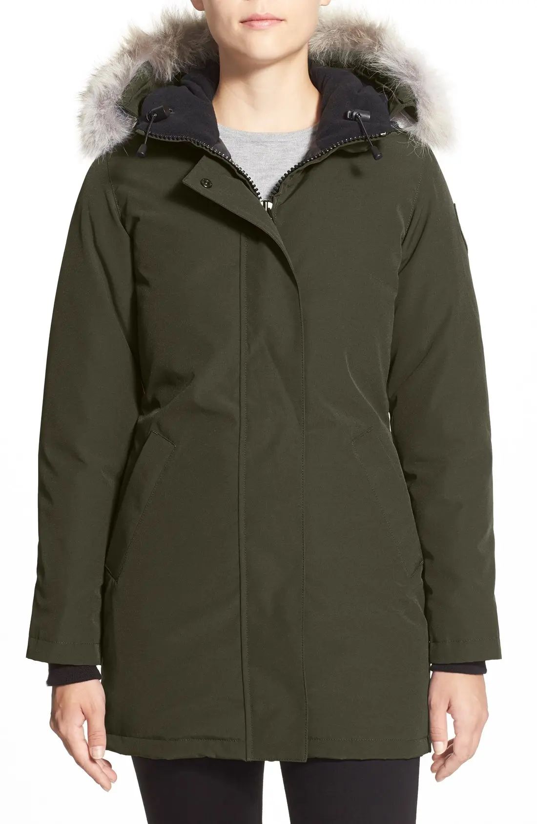 Women's Canada Goose Victoria Down Parka With Genuine Coyote Fur Trim, Size Medium - Green | Nordstrom