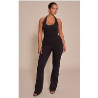 Shape Black Sculpt Halter Neck Flare Jumpsuit | PrettyLittleThing US
