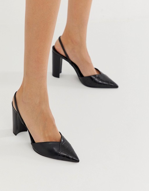 Mango pointed heeled shoe in black | ASOS UK