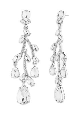 Givenchy Silver Tone Crystal Chandelier Earrings | Belk
