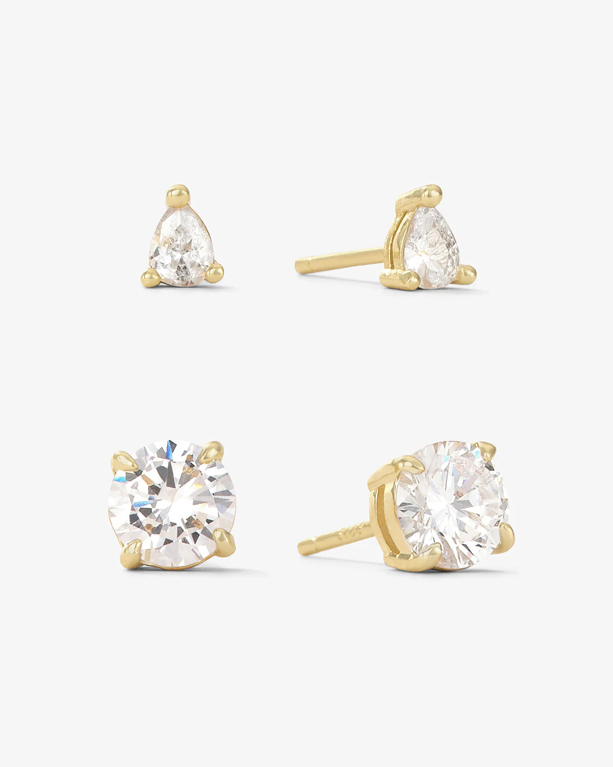 "I Got a Raise" Stud Set - Gold|White Diamondettes | Melinda Maria