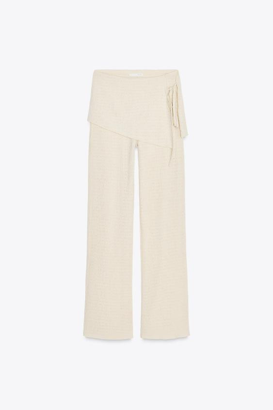 TEXTURED SARONG TROUSERS WITH TIES | Zara UK