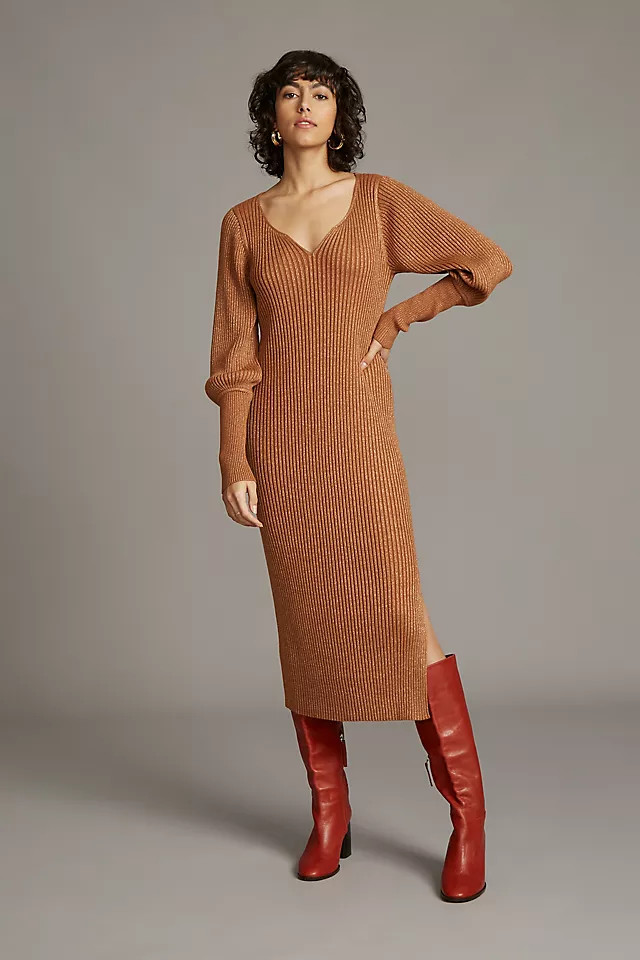 Dolan Left Coast Lurex RIbbed Midi Dress | Anthropologie (UK)