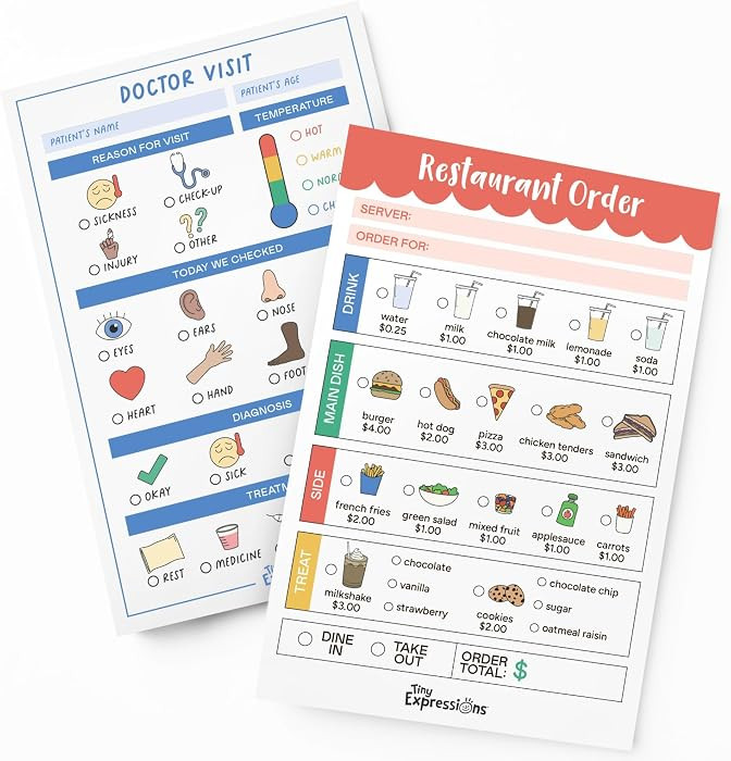 Pretend Play Notepads - 2-Pack Kids Play Pads - 40 Pages Order-Taking Restaurant & 40 Pages Docto... | Amazon (US)