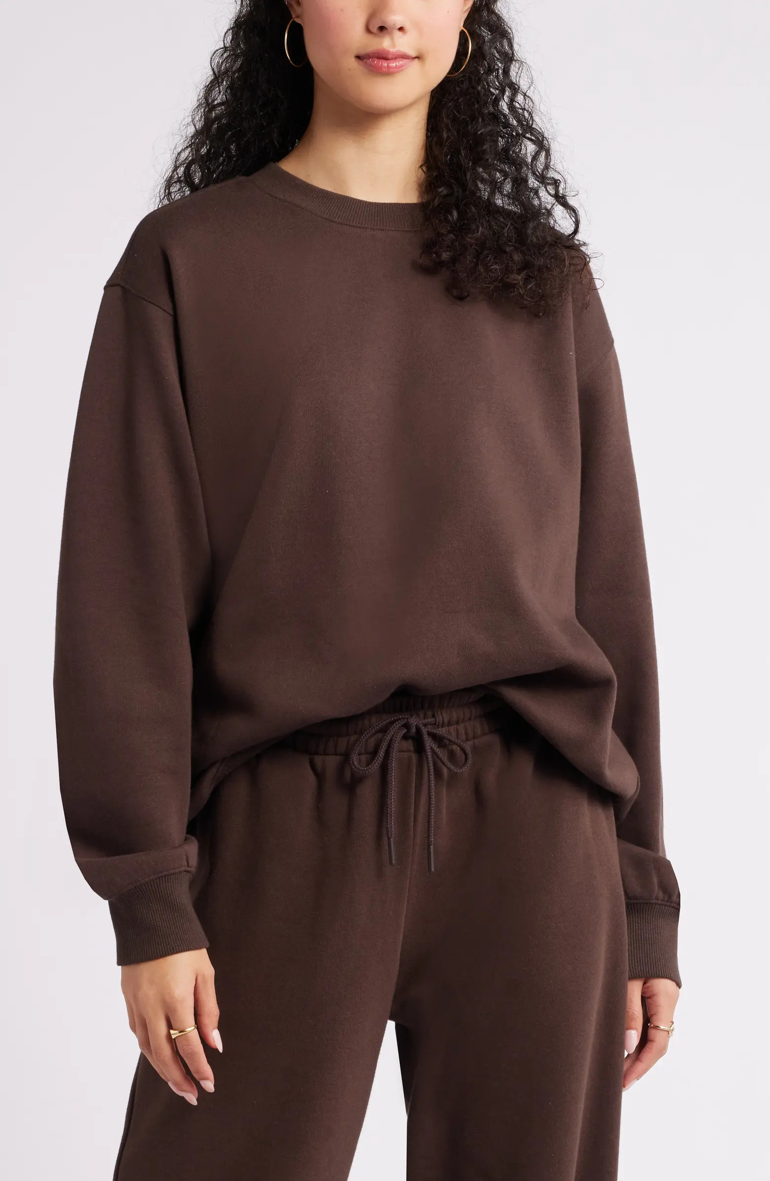 BP. Fleece Detail Oversize Crewneck Sweatshirt | Nordstrom | Nordstrom