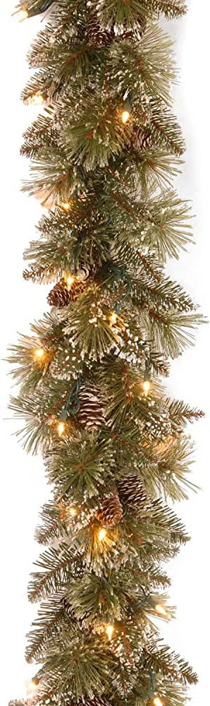 National Tree Company Pre-Lit Artificial Christmas Garland, Green, Glittery Bristle Pine, White L... | Amazon (US)