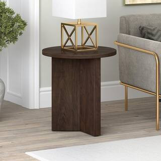 Anders 20 in. Alder Brown Round MDF Top End Table | The Home Depot