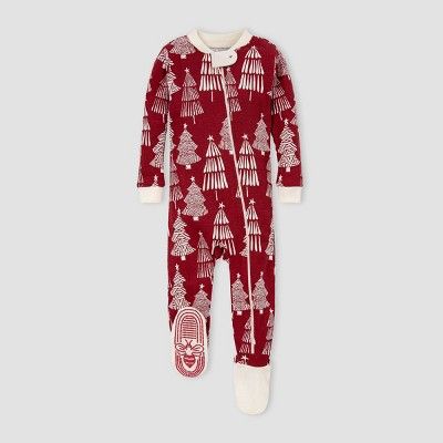 Burt's Bees Baby® Baby Organic Cotton Trees Footed Pajama - Red | Target