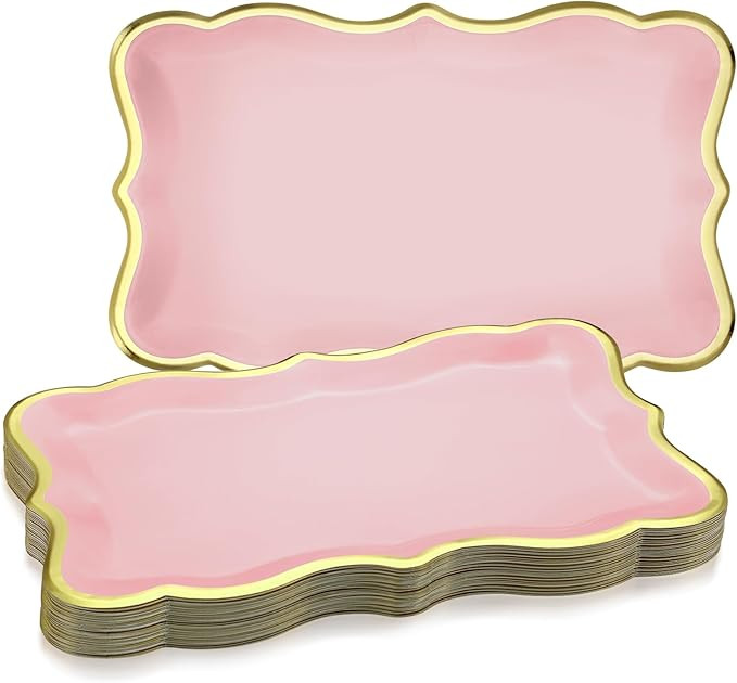 Havawish 24 Pcs 9" x 13" Pink Disposable Paper Serving Trays and Platters Food Platters for Parti... | Amazon (US)