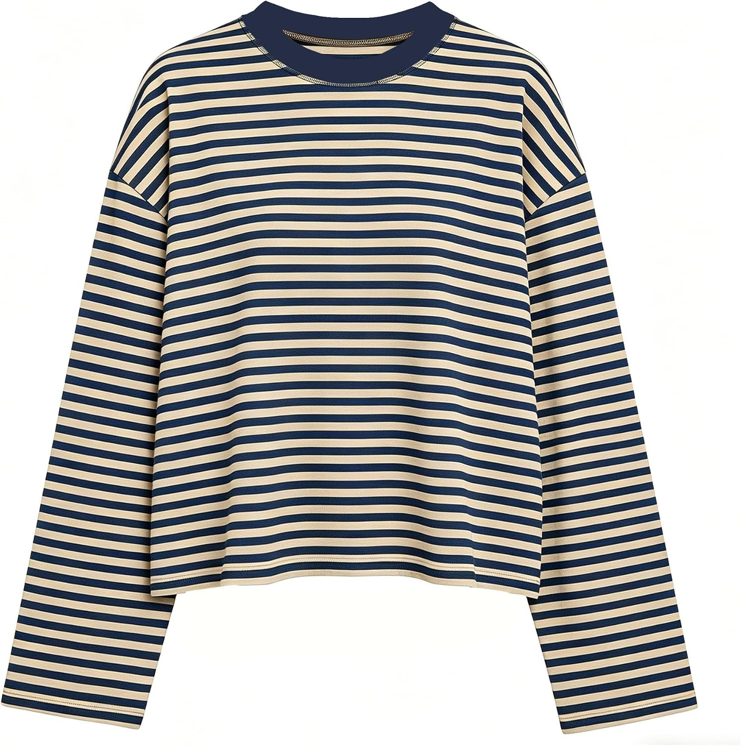KOSUSANILL Striped Long Sleeve Shirt Women Oversized Baggy Crewneck Tshirt | Amazon (US)