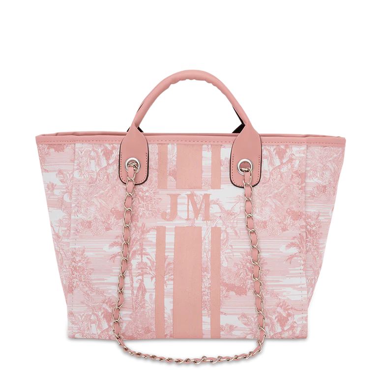 Lily & Bean Medium Pink Tropical Stripe Bag Navy | Lily and Bean