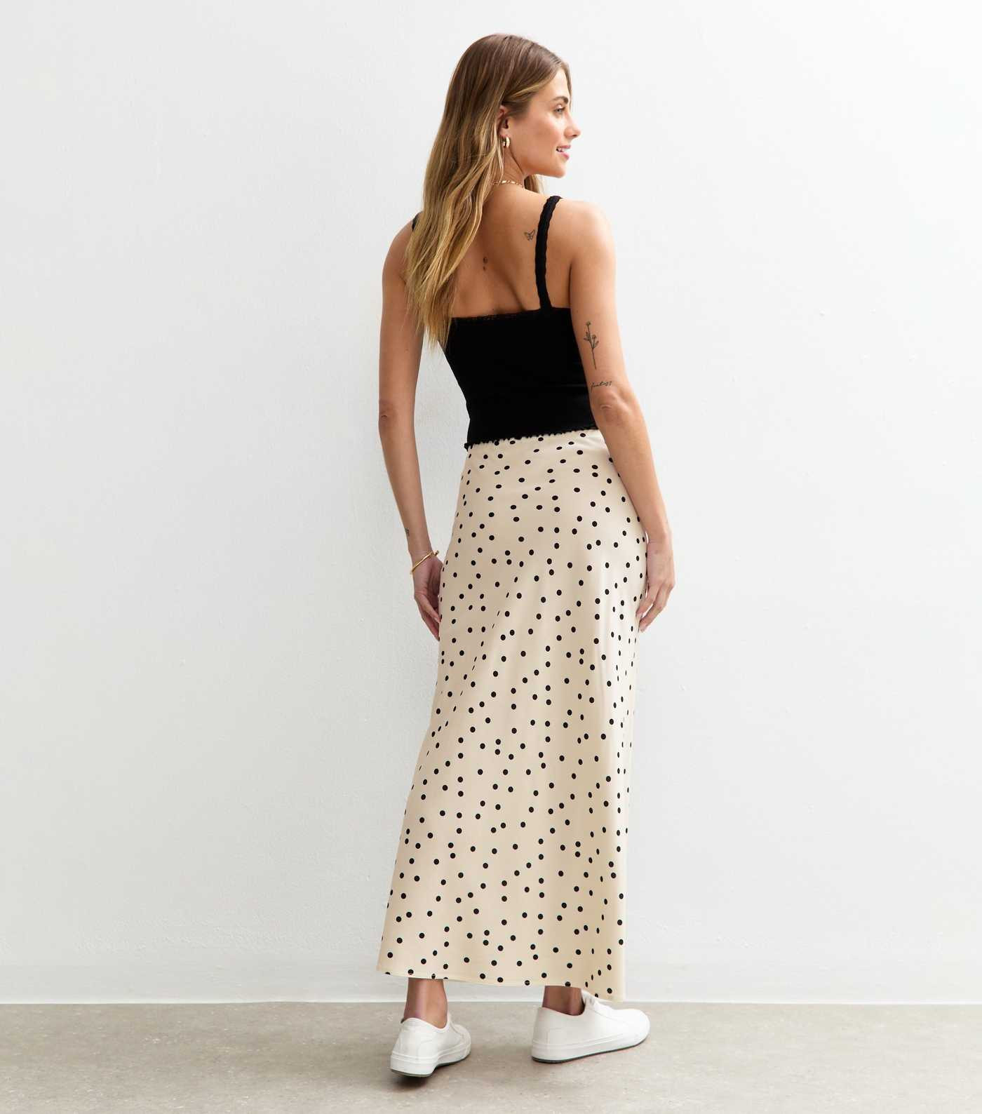Cream Spot Print Bias Cut Midi Skirt | New Look | New Look (UK)