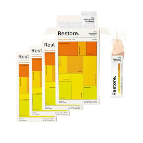 The Absorption Company Restore - Electrolyte Powder Packets - Workout Recovery & Hydration Drink Mix with Glutathione, Vitamin C & B Vitamins - Mango Lemonade (28 Sticks) | Amazon (US)
