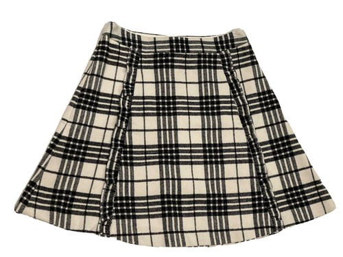 LOFT Skirt Womens Sz 0 White Black Plaid Flannel A Line Ruffle Trim Lined  | eBay | eBay US