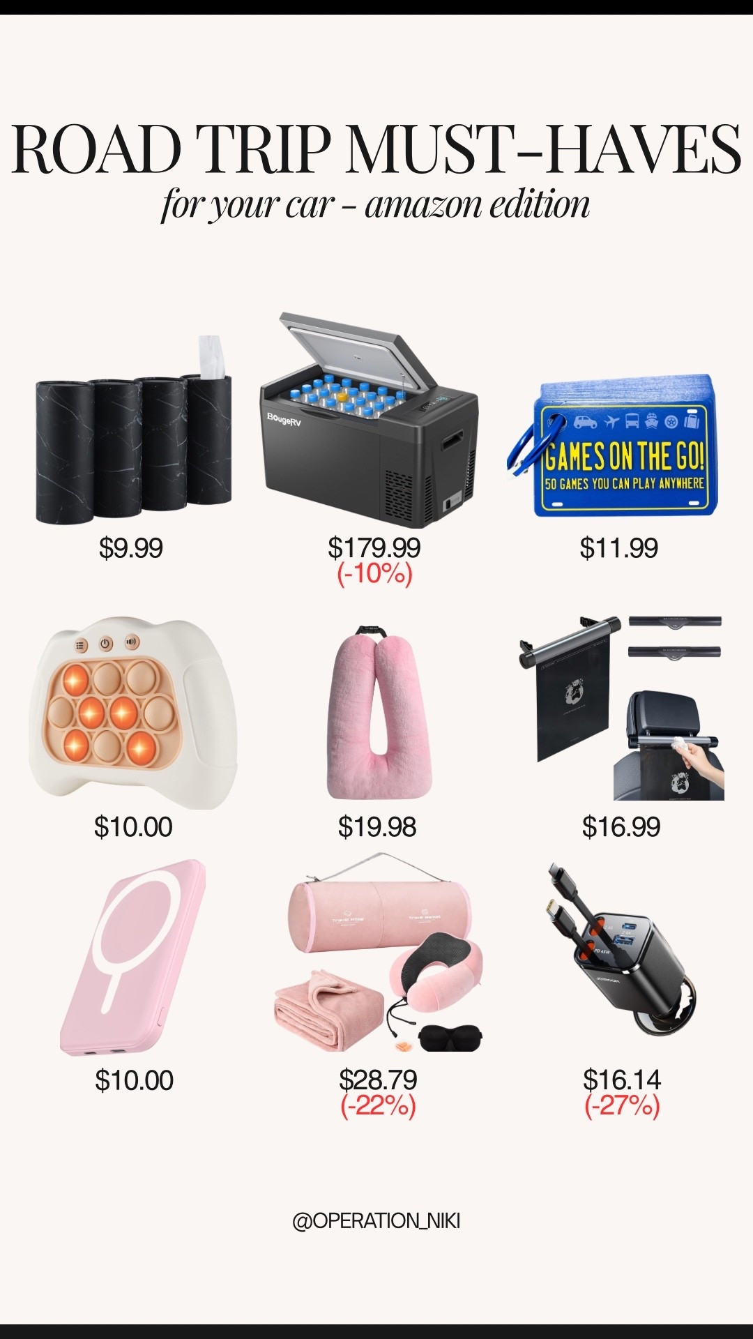 Road-trip must-haves that keep everything organized and stress-free ✨ Follow for more @OPERATION_NIKI on IG, TikTok, & Facebook 💛 #RoadTripEssentials #TravelMustHaves #AmazonFinds #TravelGear #CoolerSale #TravelDeals #CarOrganization #AmazonMustHaves #OnTheGoEssentials #OperationNiki

#LTKFindsUnder50 #LTKFindsUnder100 #LTKTravel