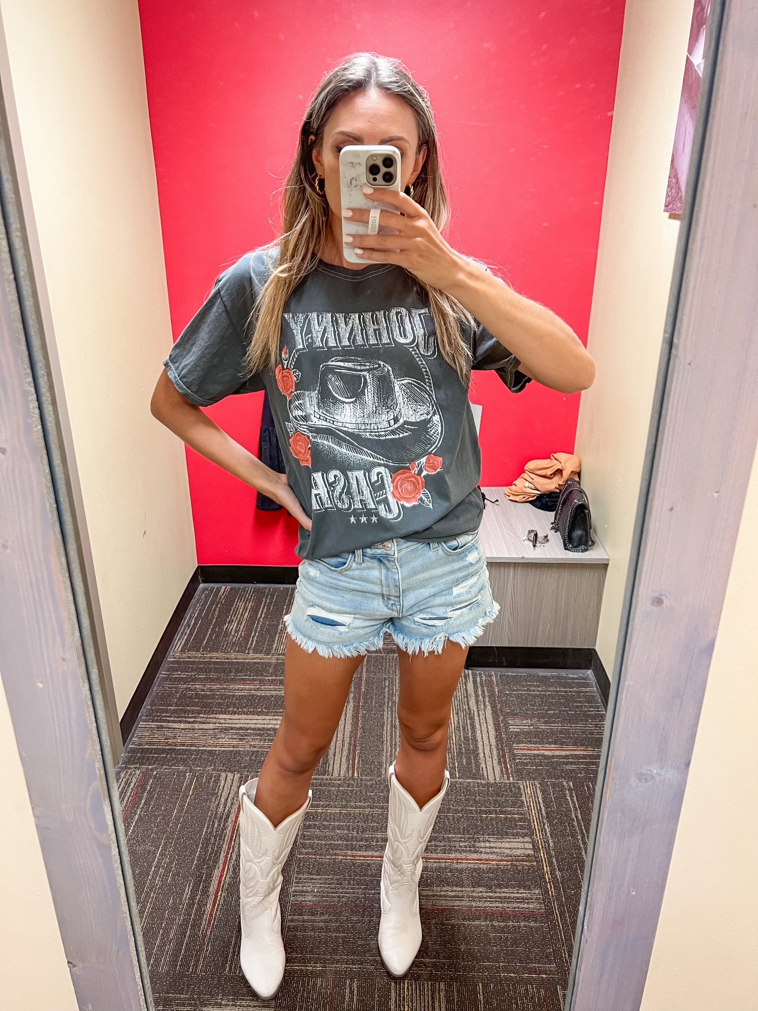 Country concert, country concert outfit, country concert outfit inspo, high waisted denim shorts, white cowgirl boots, cowgirl hat, cowgirl boots, white boots, womens boots, cowboy hat, cowboy boots, country music graphic tee, womens black graphic tee, womens rock n roll graphic tee, Nashville, western wear, Texas

#LTKshoecrush #LTKstyletip #LTKSeasonal