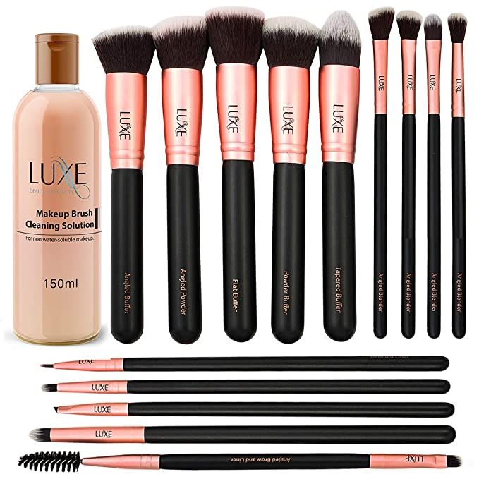 Luxe Premium Makeup Brushes Set for Face and Eye - Synthetic Brushes for Foundation, Powder, Blus... | Amazon (US)