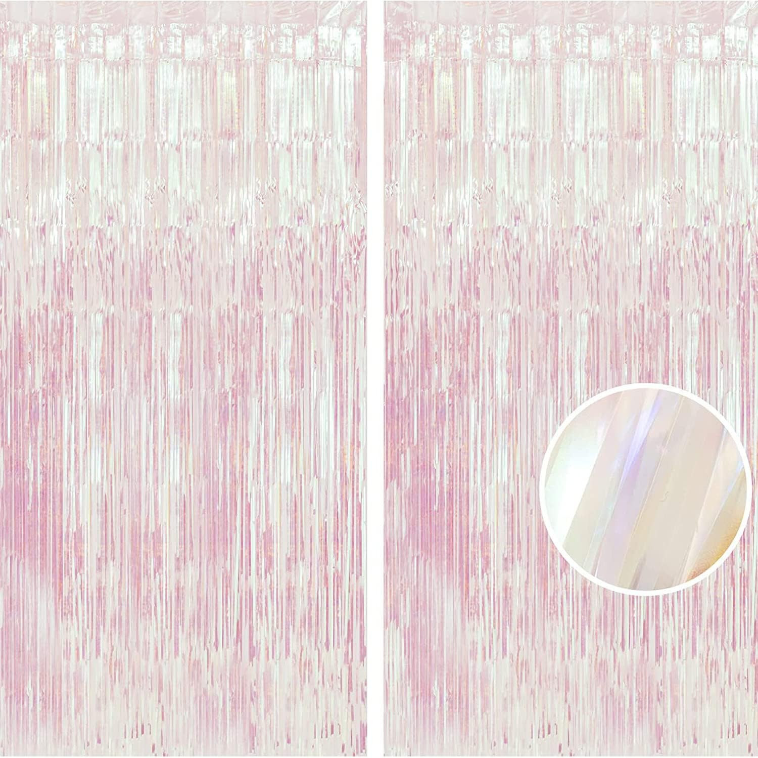 BRAVESHINE Party Decorations Iridescent Foil Fringe Backdrops - 2 Pack 3.2 x 6.5 ft Metallic Tins... | Amazon (US)