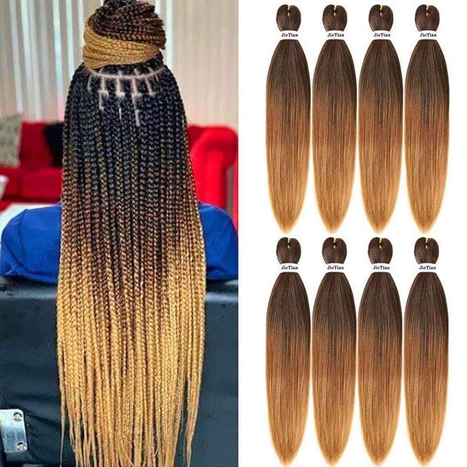 Pre Stretched Braiding Hair Ombre 30 Inch 8 Packs Synthetic Crochet Braids Hot Water Setting Prof... | Amazon (US)