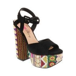 Women's Penny Loves Kenny Skip Platform Sandal Black Micro Suede | Bed Bath & Beyond