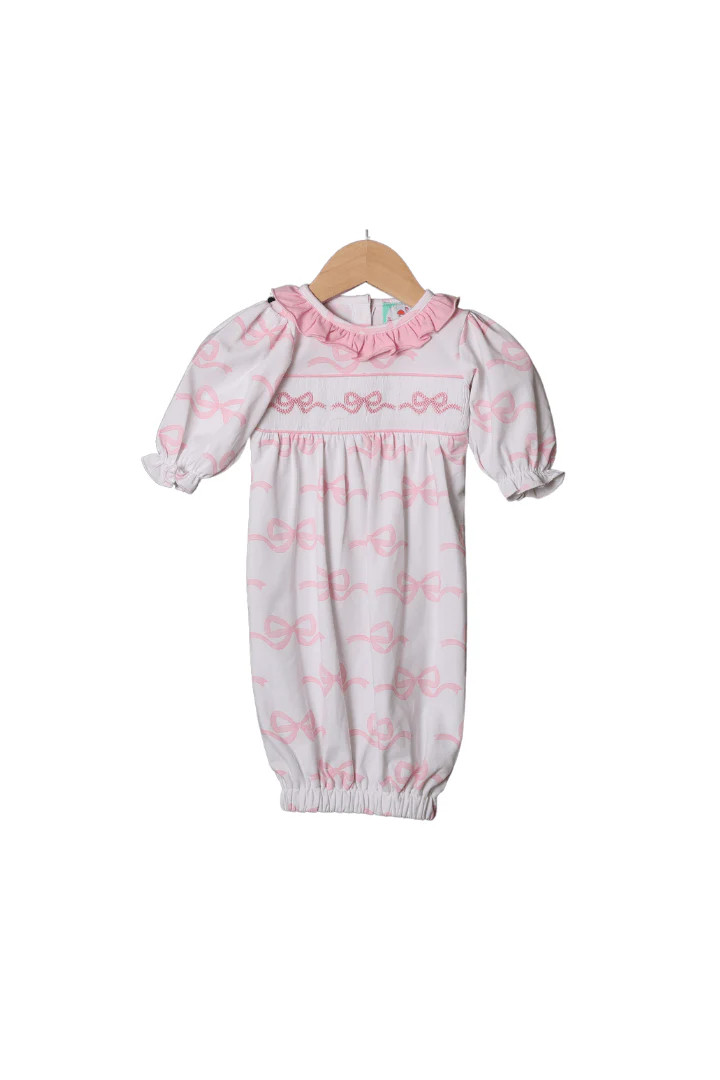 Smocked Sweet Bow Baby Gown | The Smocked Flamingo