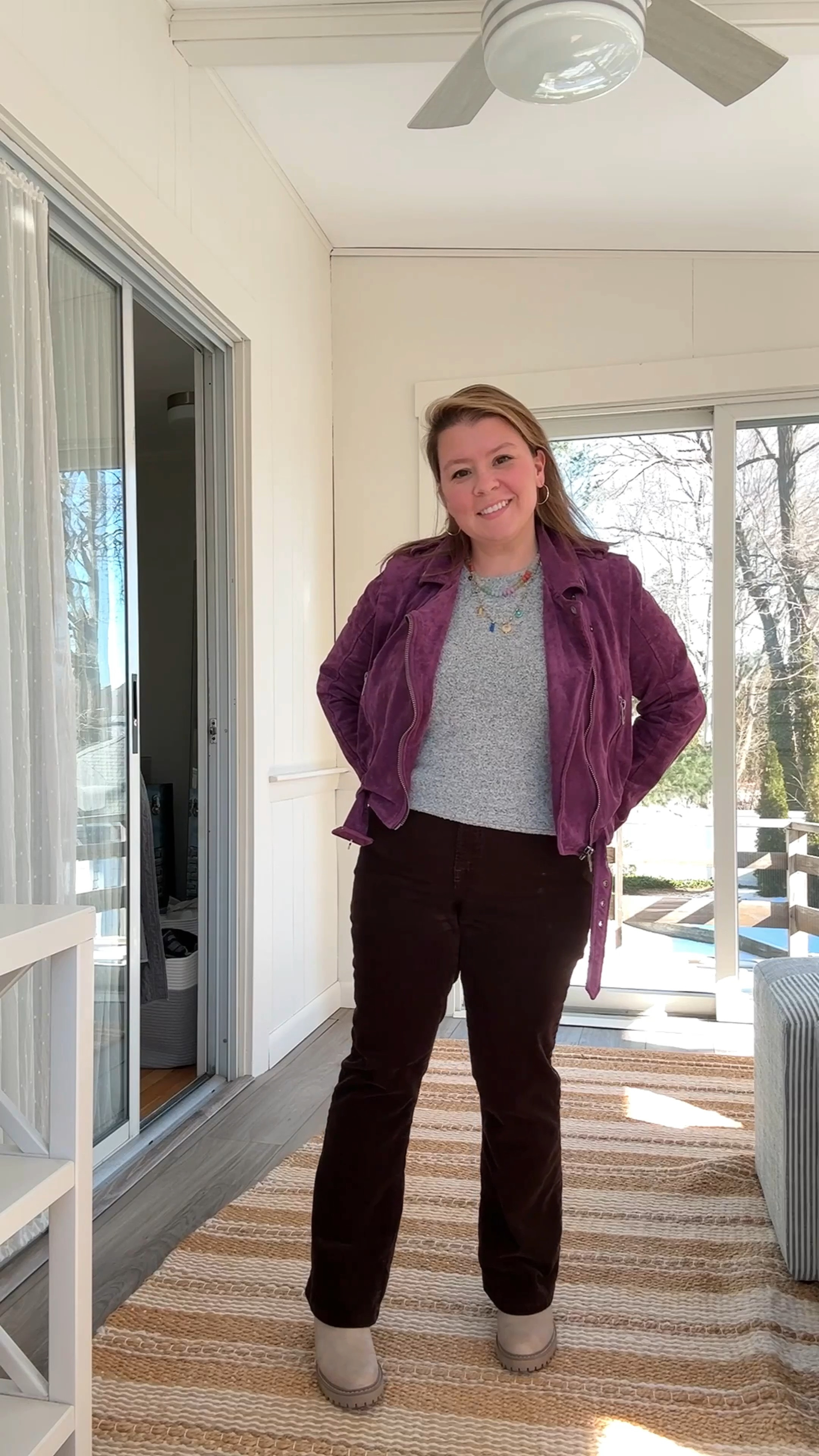 Day 27
Wearing @frame corduroys, the coziest grey tee and suede jacket, both from @evereve and colorful layering necklaces (the rainbow beads are a deal!) 

#LTKOver40 #LTKSeasonal #LTKMidsize