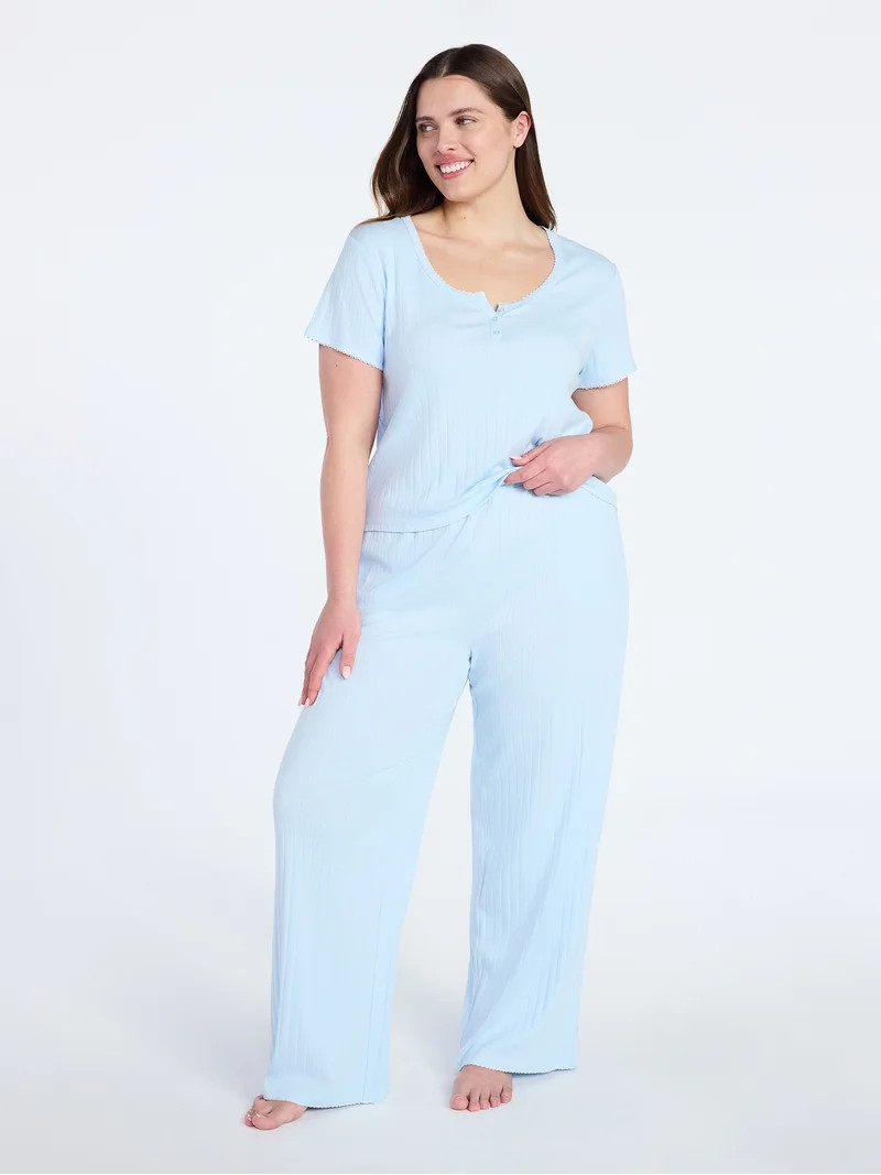 Joyspun Women’s Pointelle Knit Sleepwear Pants, 30'' Inseam, Sizes XS-3X | Walmart (US)