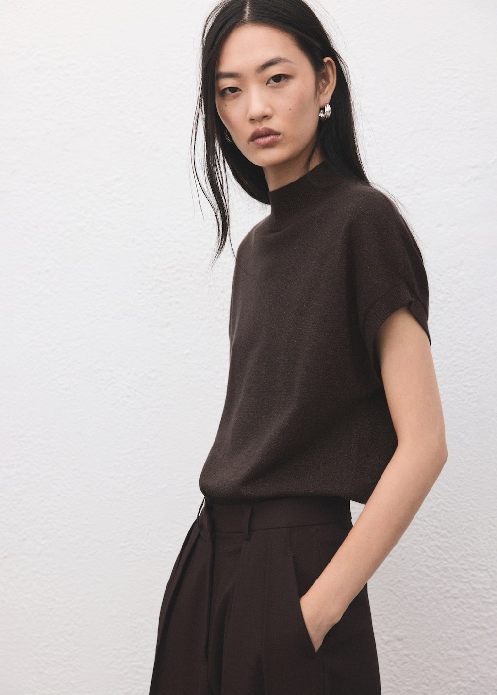 Short-sleeved lurex sweater | MANGO (UK)