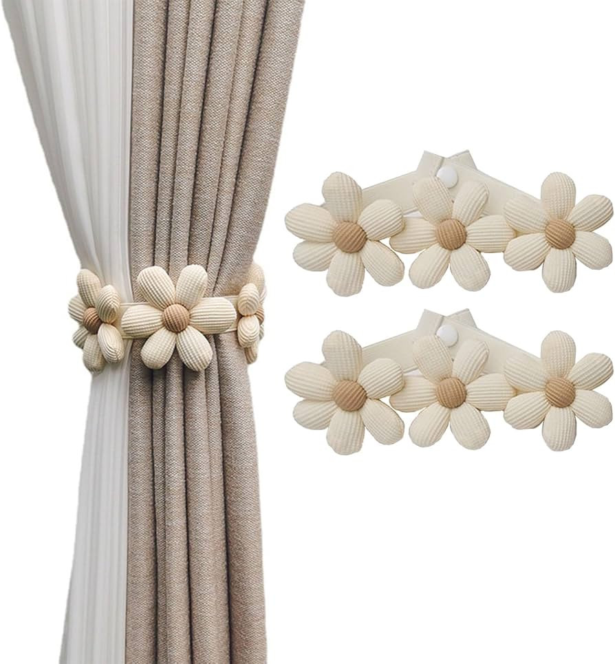 2pcs Curtain Ties Flower Curtain Buckles, Curtain Holdbacks,Curtain Clips,Japanese Curtain Ties, ... | Amazon (US)