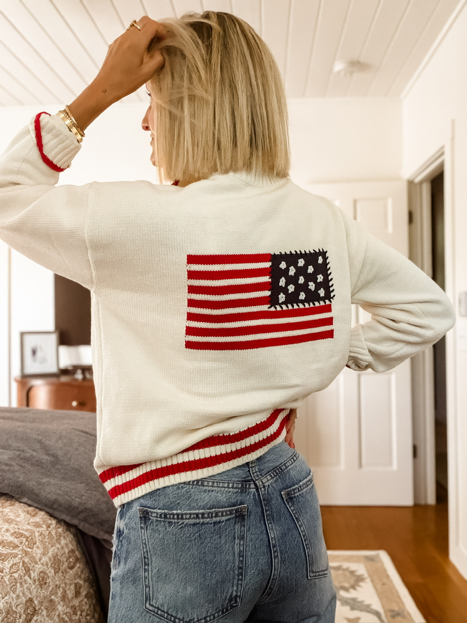 One of my favorite Americana sweaters from Target this year! I love that the flag is on the back! This does run small - I'm in a L, and it is smaller than I expected!

Loverly Grey, Target, flag sweater, americana sweater, July 4th outfit inspo 

 #LTKSeasonal
