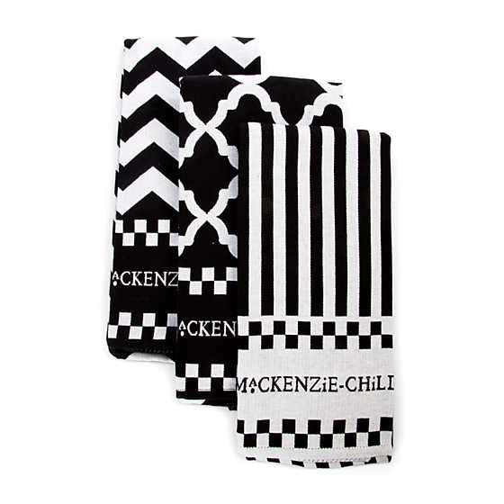 Black & White Zig Zag Dish Towels, Set of 3 | MacKenzie-Childs