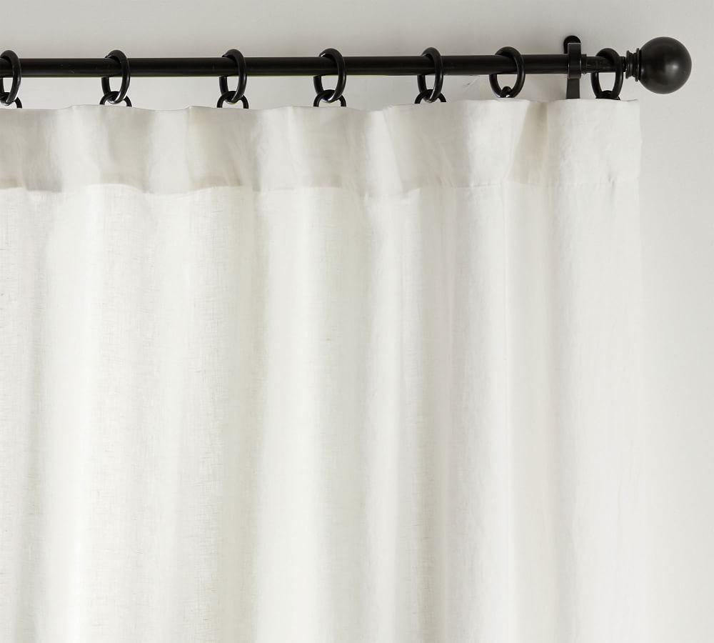 Belgian Flax Linen Curtain, Cotton Lining, 50 x 96&amp;quot;, Dark Flax | Pottery Barn (US)
