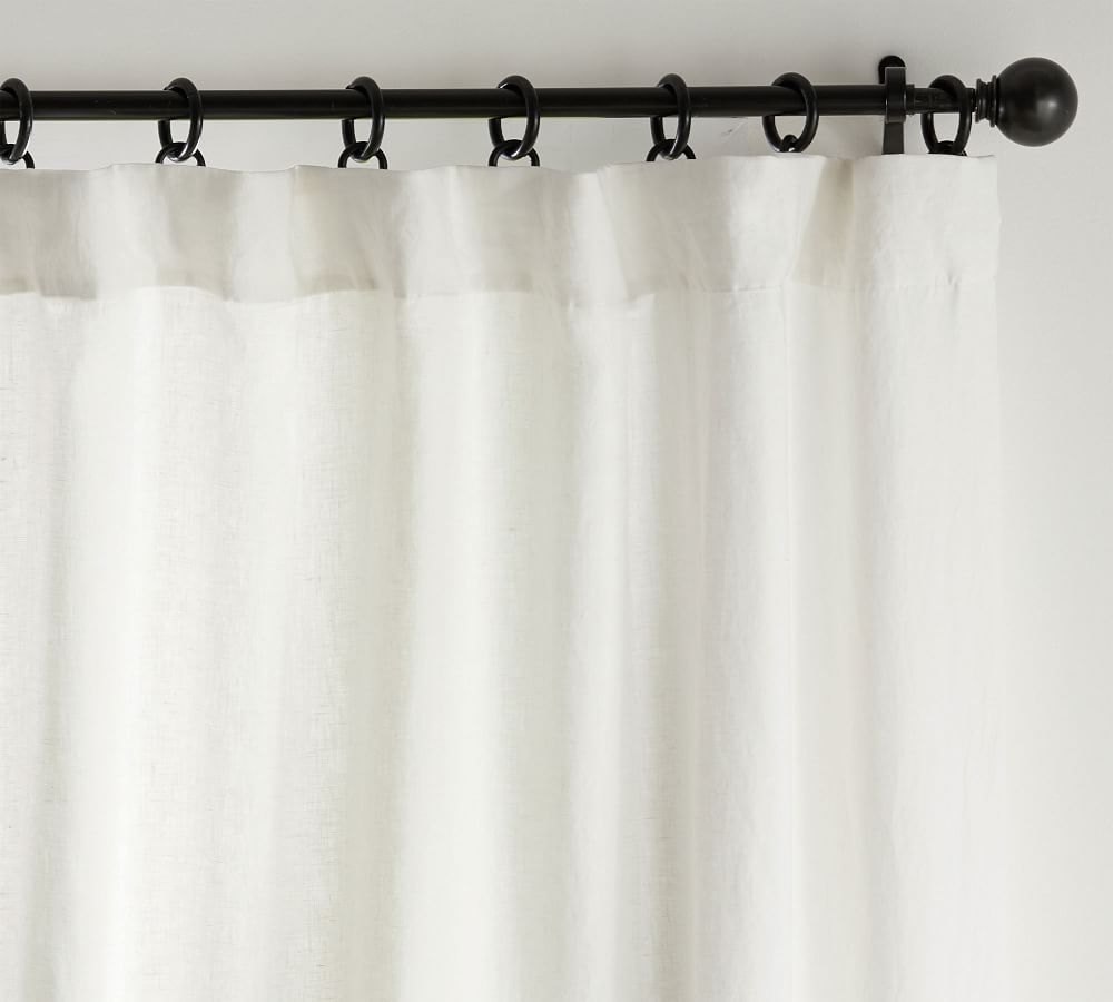 Belgian Flax Linen Curtain, Cotton Lining, 50 x 84&amp;quot;, Dark Flax | Pottery Barn (US)