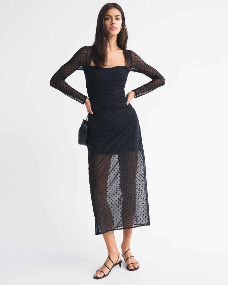 Women's Bra-Free Long-Sleeve Mesh Maxi Dress | Women's Dresses & Jumpsuits | Abercrombie.com | Abercrombie & Fitch (US)