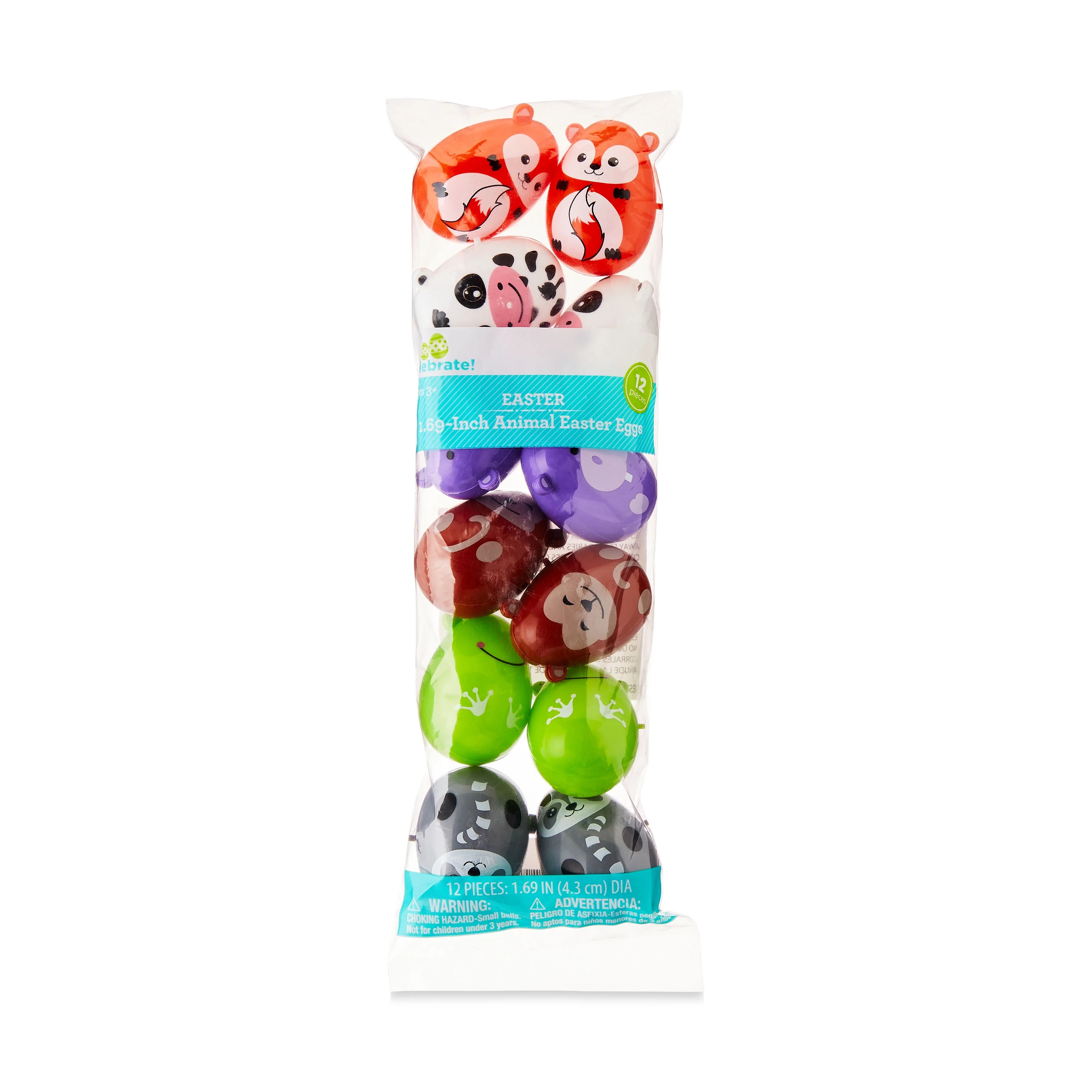 Easter Multicolor Animal Plastic Fillable Eggs, 1.5 in, 12 Count, by Way To Celebrate | Walmart (US)