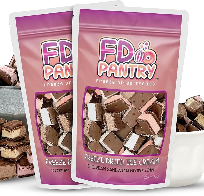 Freeze Dried Icecream Neapolitan Candy 2 Pack 2.5oz - Crunchy & Sweet Strawberry, Chocolate and V... | Amazon (US)