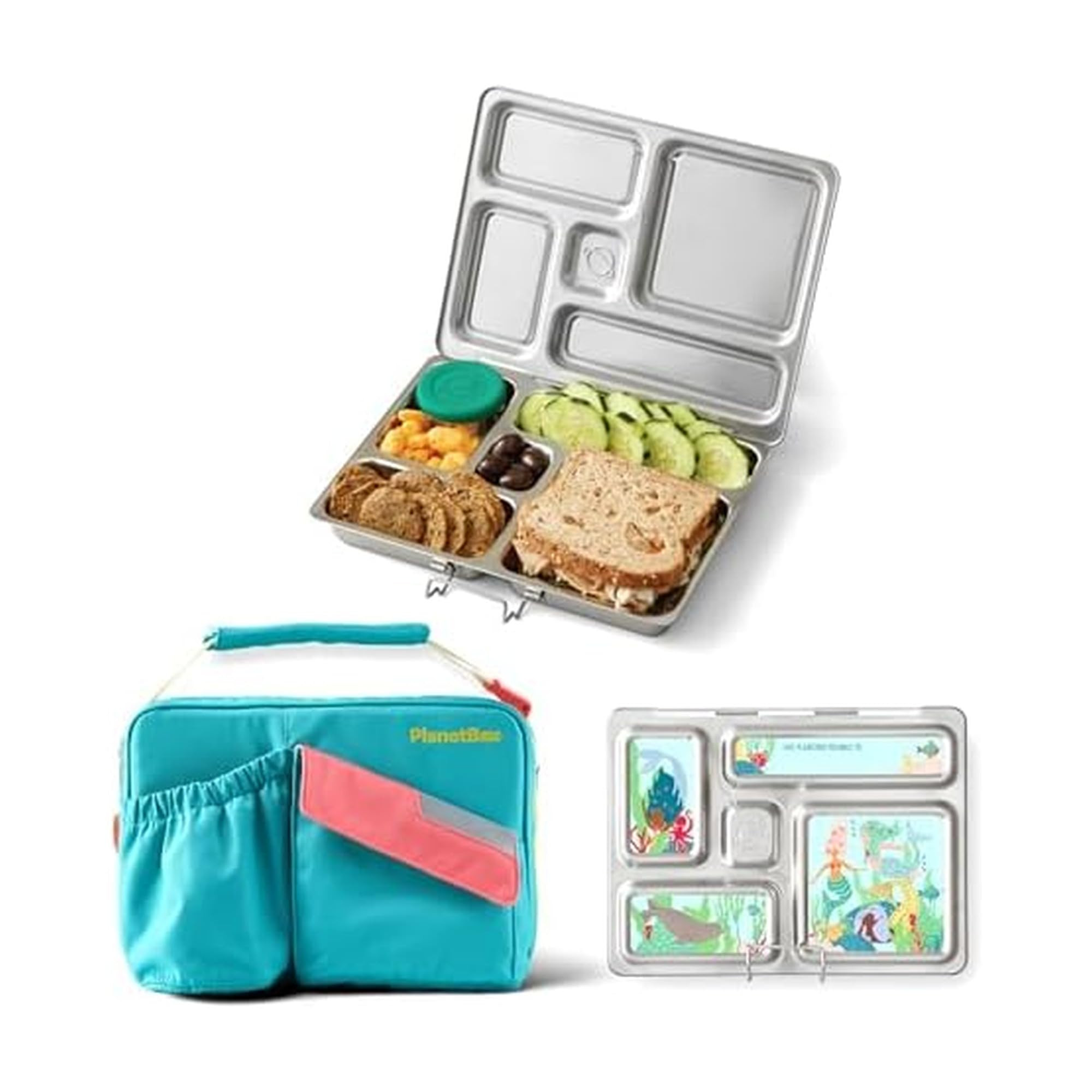 PlanetBox Rover Stainless Steel Bento Box Style Lunch Box Kit for Kids with 5 Compartments, Inclu... | Amazon (US)