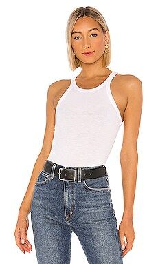 LNA Ribbed Skinny Racer Tank in White from Revolve.com | Revolve Clothing (Global)