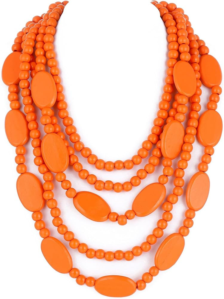 Statement Necklaces for Women, 3 Layer Long Link Chain Necklace Acrylic Beaded Necklace, Chunky N... | Amazon (US)