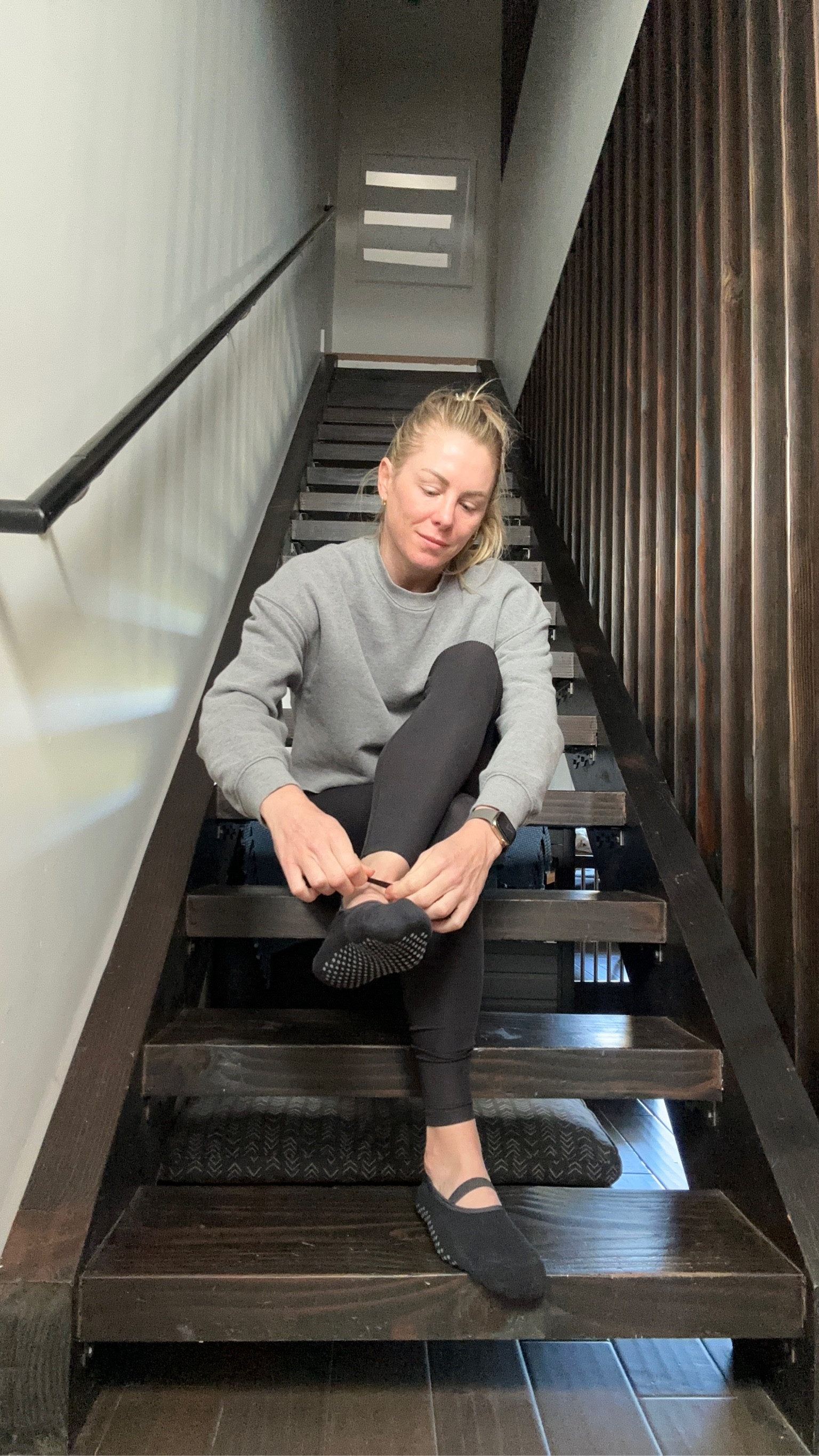 TARGET has the best deal on studio socks with grippies! Perfect for Pilates! I also picked up these leggings (in xs) and the crop sweater from Target. Love it!