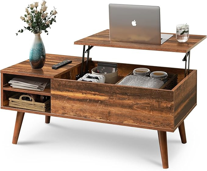 WLIVE Wood Lift Top Coffee Table with Hidden Compartment and Adjustable Storage Shelf, Lift Table... | Amazon (US)