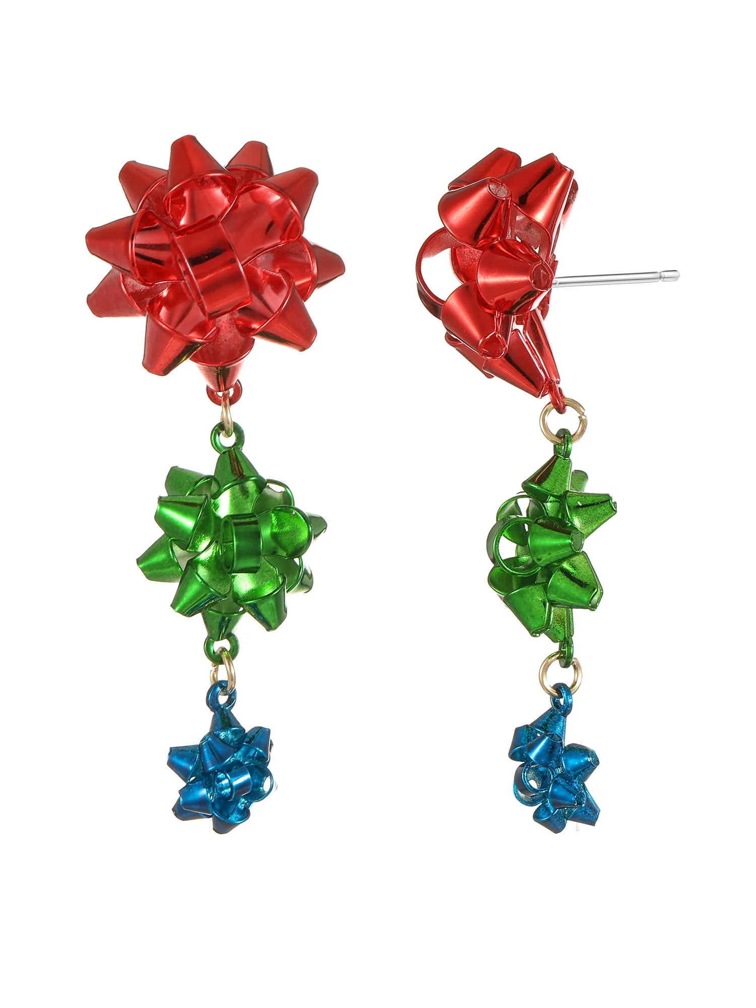 Holiday Time Colorful Holiday Bow Earrings, 1 Pair | Walmart (US)