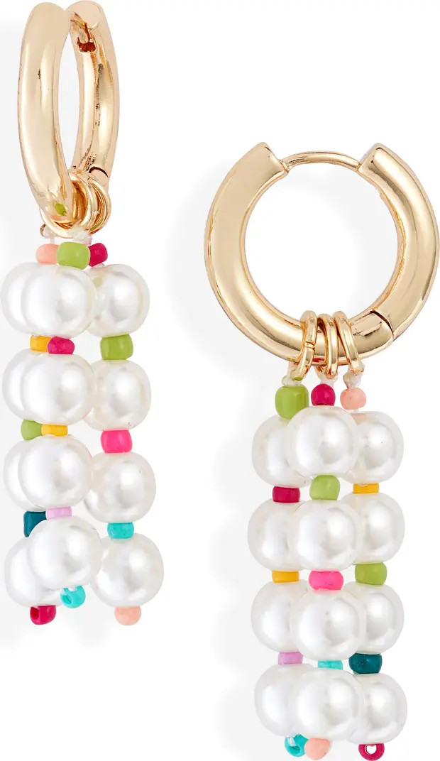 BP. BP Faux Pearl Drop Hoop Earrings | Nordstromrack | Nordstrom Rack